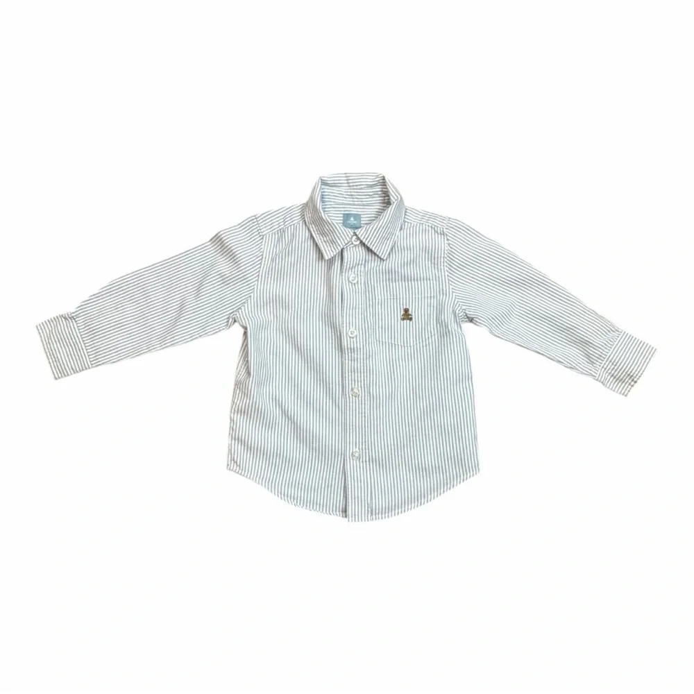 Baby Gap Oxford Shirt 3 Yrs Kids Boy's White Blue Striped Button Down Shirt